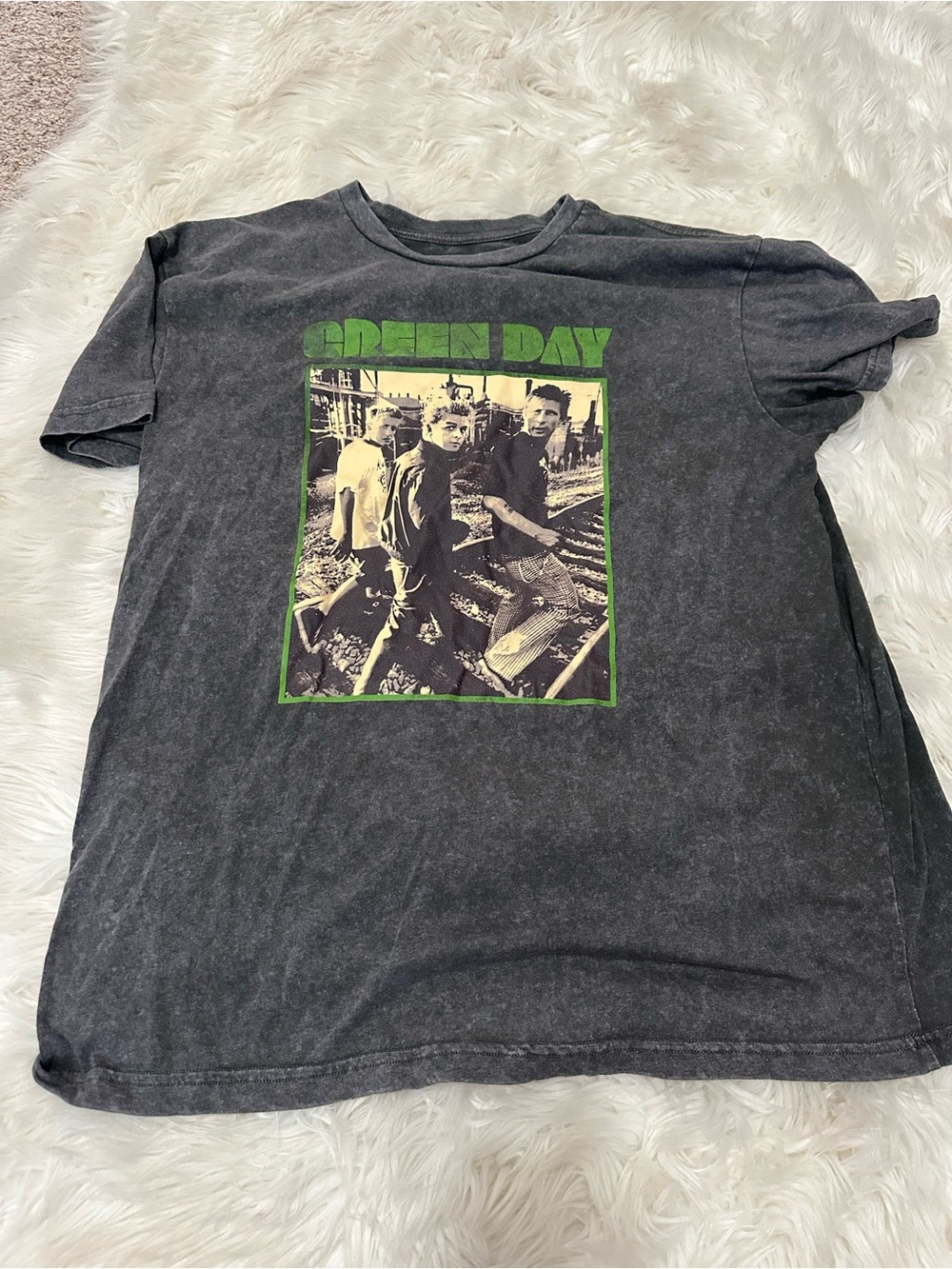 Green Day Graphic Short Sleeve Tee in washed Black